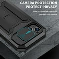 thumbnail image 4 of Heavy Duty Rugged Case for iPhone 15 with Camera Lens Sliding Kickstand, Triple-Layer Military Grade Metal Frame Shockproof Cover with Screen Protector Dustproof Protective Case,Black, 4 of 7