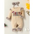 thumbnail image 4 of Faithtur Baby Girls 2Pcs Christmas Outfits, Long Sleeve Ruffle Bell-Bottom Romper + Headband Set, 4 of 9