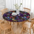 thumbnail image 3 of Pioneer Flower Floral Print Pattern Round Fitted Tablecloth with Elastic Edge,Dining Table Cover Waterproof,Outdoor Round Tablecloth for Camping,Dining,Indoor and Outdoor, 3 of 7