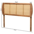 thumbnail image 3 of Harris Mid-Century Modern Ash Walnut Finished Wood and Synthetic Rattan Full Size Headboard, 3 of 4