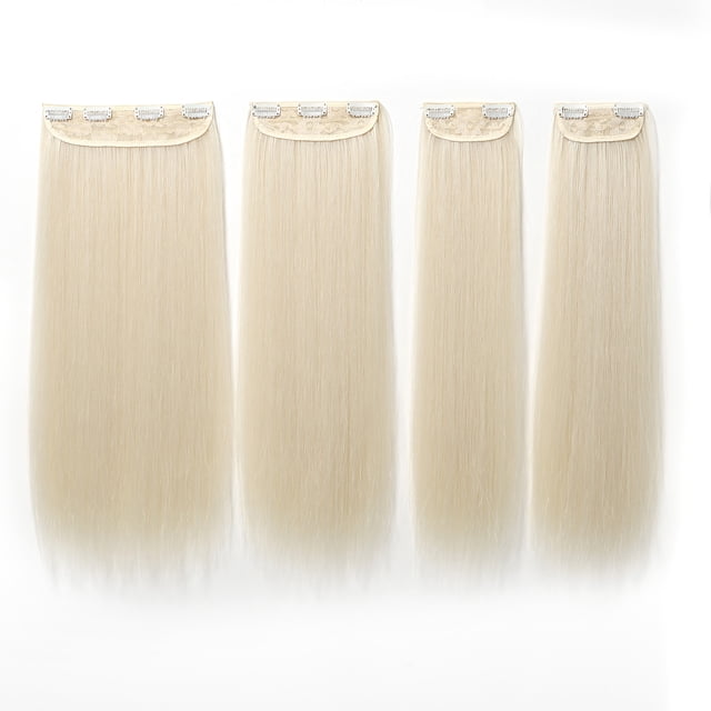 4PCS Long Straight Hair Extension Clips Set for Women Clip In Natural Looking Wig Pieces Easy to Wear 22in Length 190g Weight for Layered Hairstyle Daily Wear