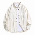 thumbnail image 2 of Men's 100% Cotton Oversized Button Down Shacket, Long Sleeve Work Shirt Jacket with Dual Chest Pockets, Casual Loose Fit Shirts for Men M‑4XL, 2 of 8