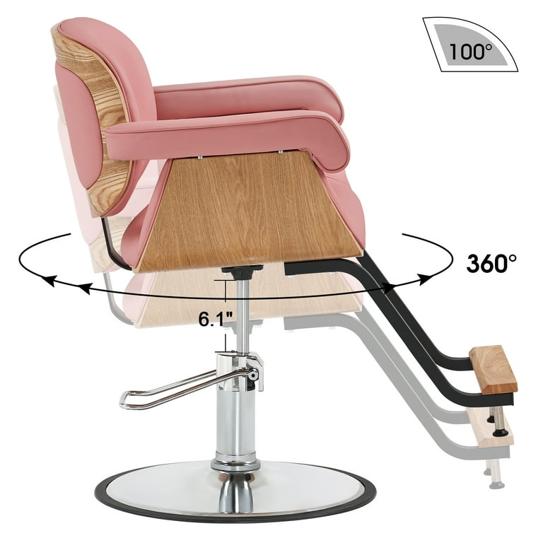 BarberPub Classic Modern Hydraulic Wooden Swivel Salon Chair Salon Chair for Hair Stylist Barber Home Beauty Spa Hair Styling Chair M9262