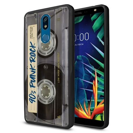 FINCIBO TPU Bumper Clear Hard Back Cover for LG K40/K12 Plus/X4 2019, Retro Clear Cassette Tape Punk
