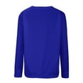 thumbnail image 4 of Qulqfy Crew Neck Sweatshirts for Women Ribbed Blue Long Sleeve Pullover Sweatshirts Plain Womens Fall Tops 3XL, 4 of 5