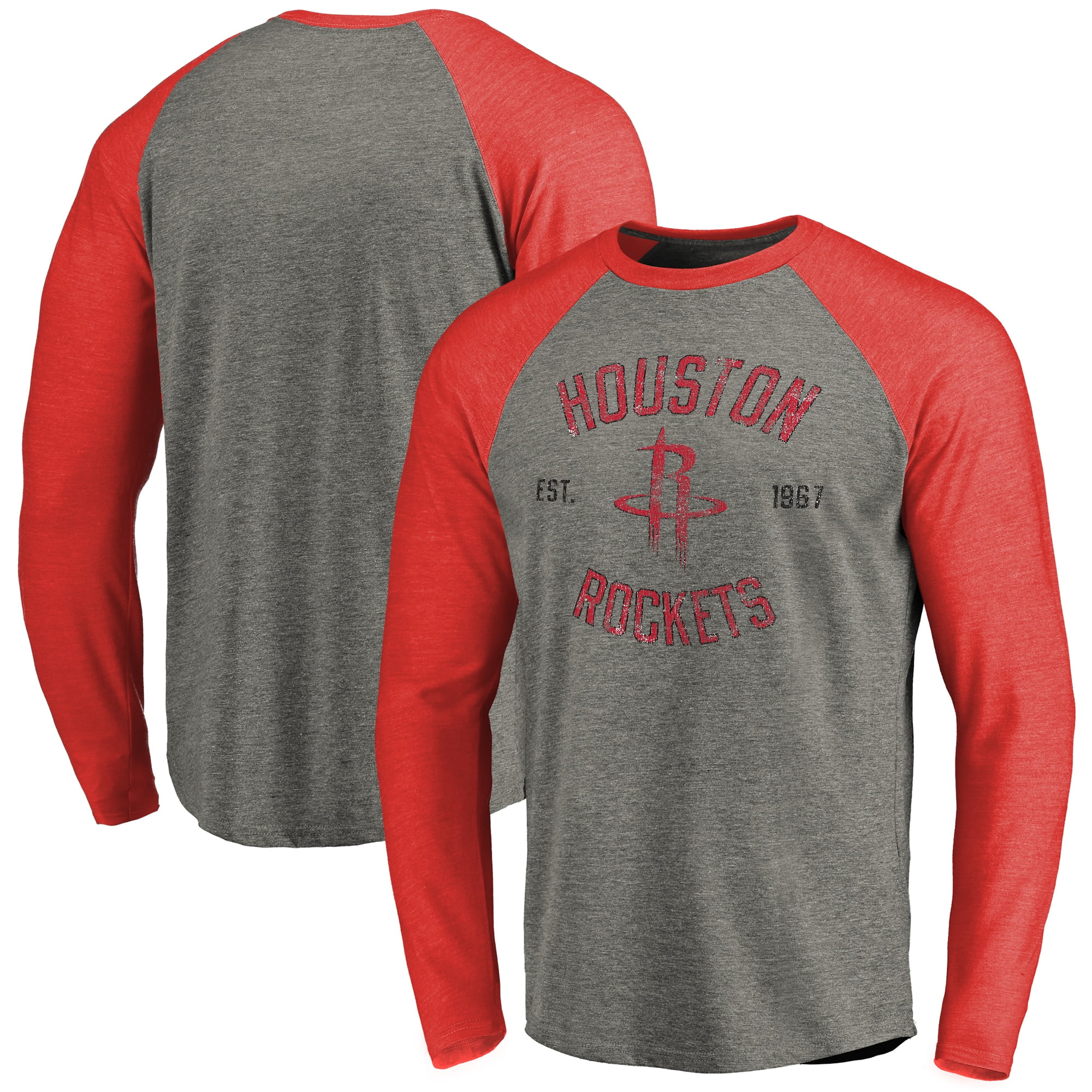 Houston Rockets Fanatics Branded Heritage Long Sleeve Raglan T-Shirt ...