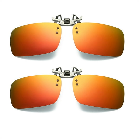 TOP-MAX Myopia Glasses Clip, Polarized Sunglasses Clip, Polarized Lenses and UV400 Protection (2pcs, Orange-Large)