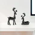 thumbnail image 4 of 2 Pack Christmas Reindeer Figurines Deer Statues Elk Sculpture Deer Ornaments for Living Figurine Statues TV Cabinet Home Office Christmas Decoration (Black), 4 of 8