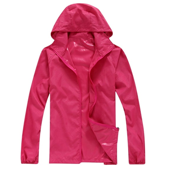 Floleo Men's & Women's Rain Jacket Lightweight Zipper Waterproof Raincoat with Hood Outdoor Running Hiking Cycling Hoodie, Size S-3XL
