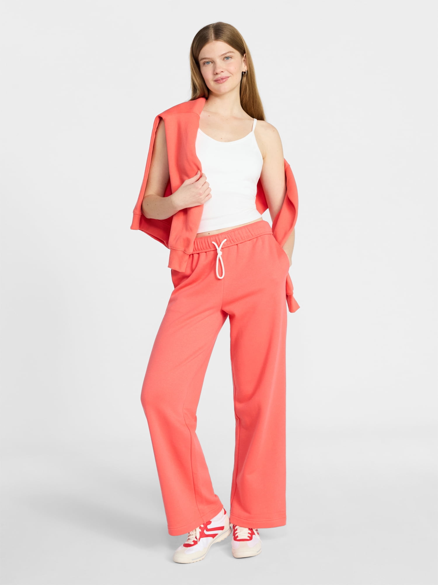 No Boundaries Soft Fleece Wide Leg Pants, 30” Inseam, 1 or 2-Pack, Women’s XXS-4X