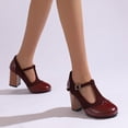 thumbnail image 5 of SACFOF Women's T-Strap Mary Jane Pumps Round Closed Toe Comfortable Low Chunky Block Heel Wedding Dress Evening Party Shoes, 5 of 6