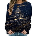 thumbnail image 3 of Feancey Graphic Womens Novelty Sweatshirts Fashion Xmas Tree Printed Long Sleeve Tunic Sweatshirt Loose Fit Casual Crewneck Pullover Tops Limited Time Black XXL, 3 of 7