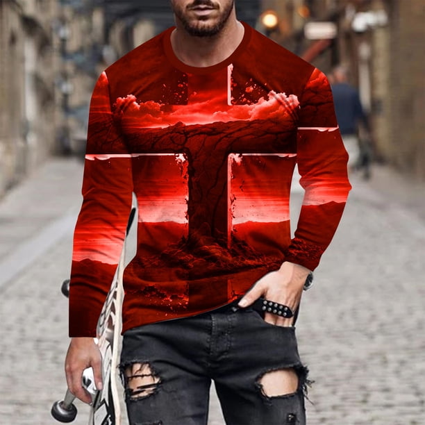 Blusas y camisas de manga larga con cuello redondo para hombre, blusa informal de manga larga con cuello redondo y estampado de rayas, blusa de poliéster para hombre