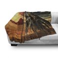 thumbnail image 3 of Tropical Soft Flannel Fleece Blanket, Exotic Beach with Coconut Palm Tree and Horizon Sunset Calm Panorama, Cozy Plush for Indoor and Outdoor Use, 50" x 60", Orange and Olive Green, by Ambesonne, 3 of 6