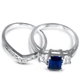 thumbnail image 4 of Vintage Style CZ Ring Blue Simulated Sapphire Sterling Silver Size 6 7 8 9, 4 of 4