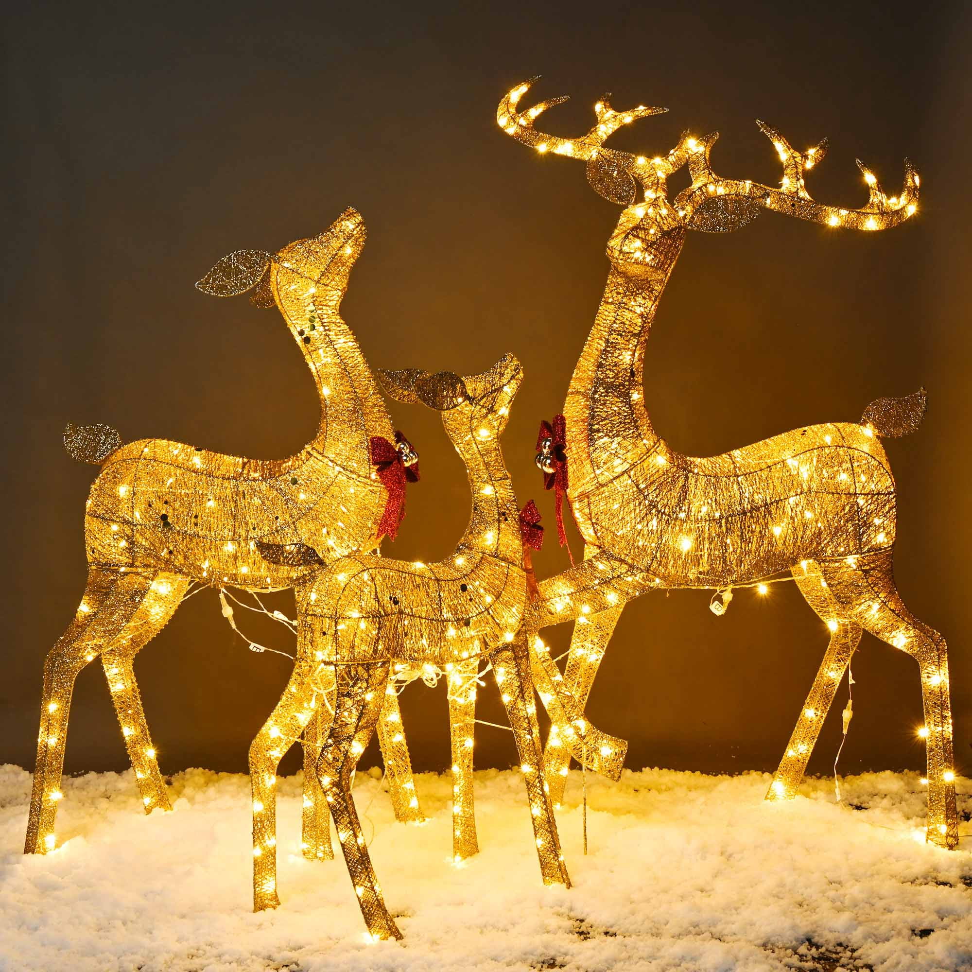 3PCS Christmas Lighted Reindeer Family Christmas Decorations Deer for