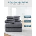 thumbnail image 6 of Casa Platino Bath Towel Set of 8– 100% Ring-Spun Cotton, 2 Large Bath Towel, 2 Hand Towels & 4 Wash cloths, Quick Dry & Long-Lasting, Perfect for Family Bathrooms – Cool Grey, 6 of 8
