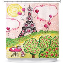 Shower Curtains 70" x 93" from DiaNoche Designs by nJoy Art - Paris In Pink
