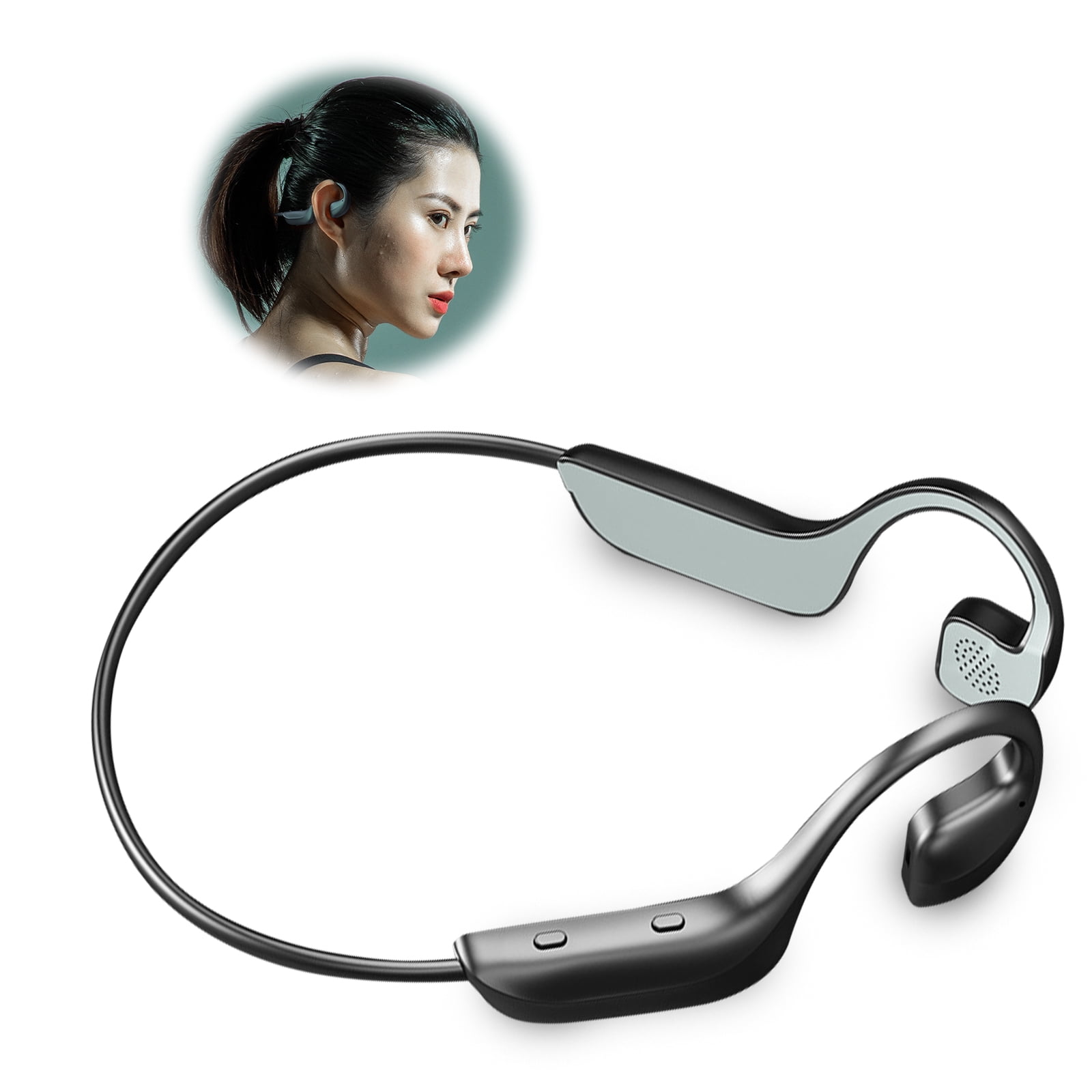 EEEKit Open Ear Wireless Bone Conduction Headphones, Bluetooth 5.0 Headphones Earphones with Microphone, Lightweight Sweatproof Sports Headsets for Jogging Running Driving Cycling