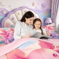 thumbnail image 5 of Manfei Ocean Axolotl 7 Pieces Full Size Bedding Sets,Sealife Salamander Full Size Bed in a Bag,Pink Reversible, 5 of 7