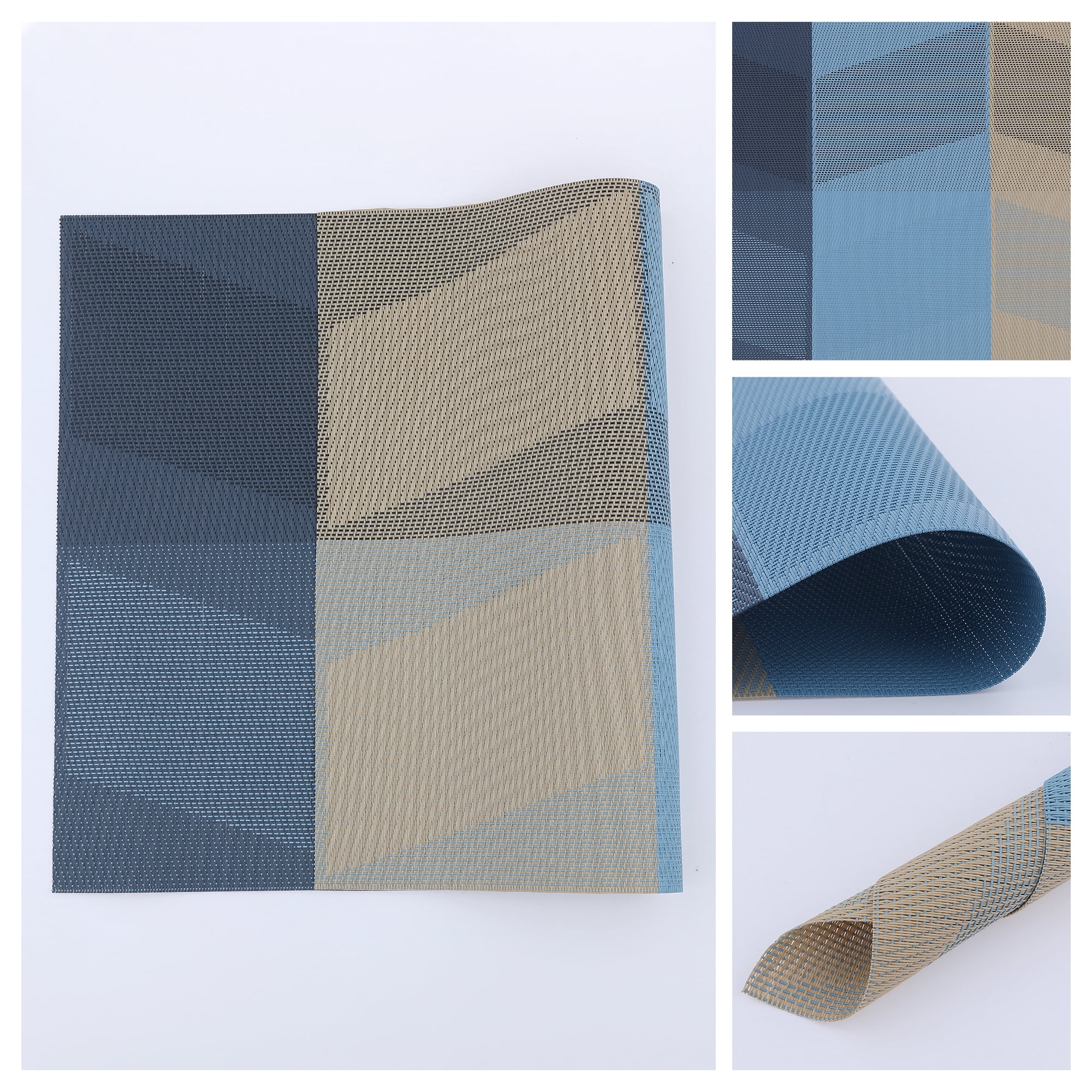 Unique Bargains Set of 6 Placemats for Dining Table Decor Wipeable Table Mat Blue
