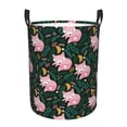 thumbnail image 1 of Balery Pink Sleeping Fox Cesta de ropa redonda con asas, impermeable, independiente, para ropa, juguetes, dormitorio y familia-Medium, 1 of 6