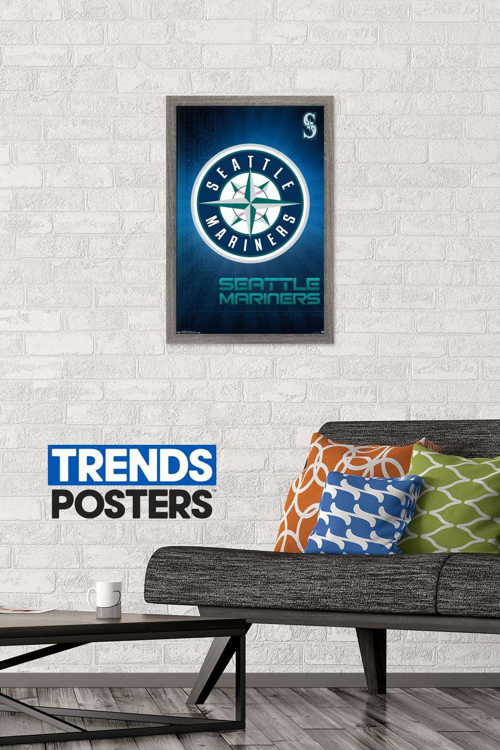 MLB Seattle Mariners - Logo 16 Wall Poster, 14.725" x 22.375", Framed