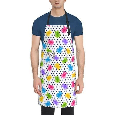 

Rateoe Bear And Polka Dot Aprons with Pocket Men Womens Aprons Waterproof Adjustable Cooking Aprons for Kitchen Gardening and Salon