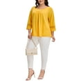 thumbnail image 3 of NOMADIC NOOK Women's Plus Size Crochet Panel Tops Long Sleeve Hollow Ruched Front Blouses, 3 of 8