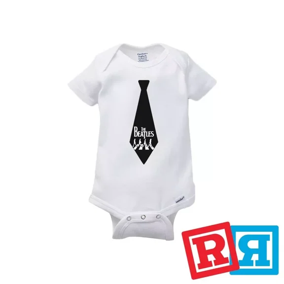 Bella Canvas Beatles Tie Gerber Baby Onesie® Cotton Unisex White Short Sleeve Bodysuit