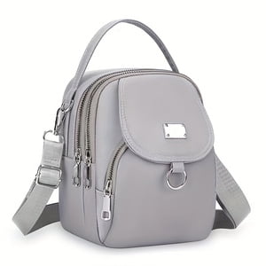 Lightweight Nylon Women's Messenger Bag - Casual Mini Handbag with Multi-Zipper Compartments, Detachable Adjustable Shoulder Strap & Front Pocket, Small Crossbody Bag, Versatile Travel Purse, Secure