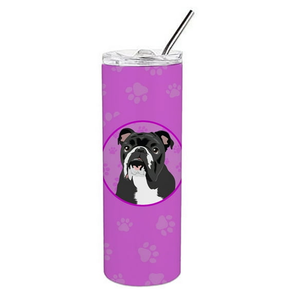 Carolines Treasures WDK1305TBL20 English Bulldog Black and White Stainless Steel 20 oz Skinny Tumbler Pink 20 oz