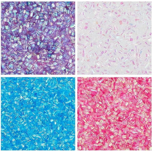 80 g, 4 colores, cuentas crujientes Bingsu, cuentas de tubo de paja iridiscentes suaves, cuentas de plástico con purpurina 3D, surtido de microperlas de slime crujientes, suministros, 1 color/bolsa