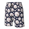 thumbnail image 4 of Balery Cute Basebal Traje de Baño Estilo Hawaiano para Hombre, Shorts de Secado Rápido con Bolsillos-Small, 4 of 6