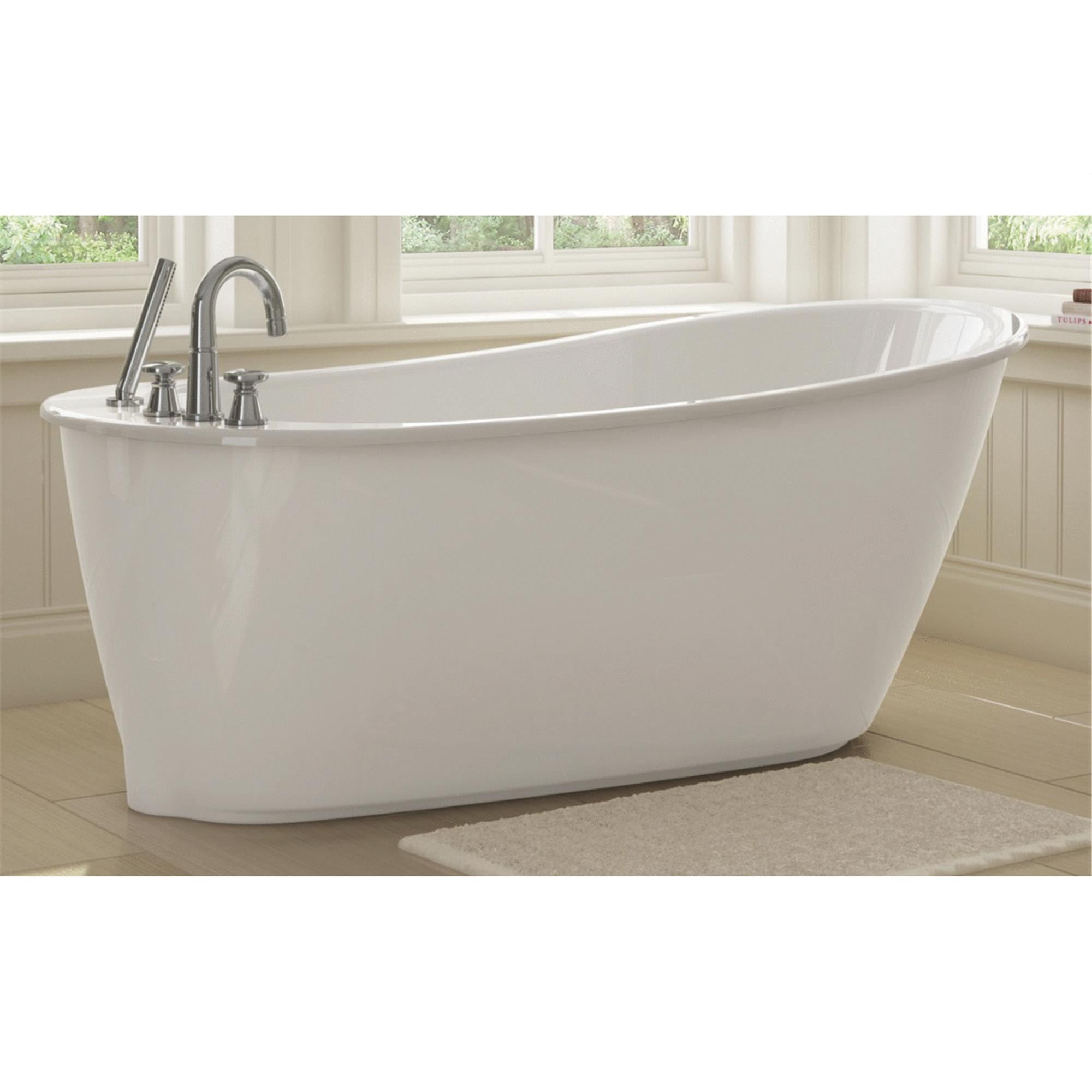 White MAAX 105797000002 Sax Oval Fiberglass Soaking Bathtub with and
