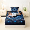 thumbnail image 4 of Manfei Black Bats Twin Sheets,Spooky Halloween Theme Bedding,Blue,3 Pieces,1 Fitted Sheet and 1 Pillowcase, 4 of 6