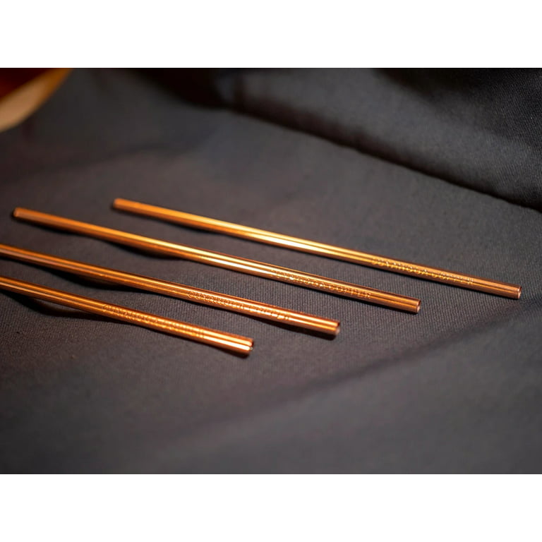 Set of 4 - Bent Pure Copper Drinking Straws in Black Velvet Bag with Cleaning Brush. Part of The 1897 Collection from Cuyahoga Copper