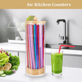 thumbnail image 2 of Straw Holder Dispenser for Counter - Drinking Straw Dispenser with Bamboo Lid for Standard Straws, Straw Organizer, 2 of 8