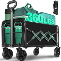 Collapsible Wagon Cart with Wheels Foldable: 360LBS Heavy Duty Folding Utility Wagon - Portable All Terrain Grocery Wagon Cart for Groceries Shopping Outdoor Camping Fishing Sports