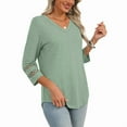 thumbnail image 5 of Ronuti 3/4 Length Sleeve Womens Tops Dressy Casual Blouses for Women 2025 Trendy V Neck T Shirts Fall Clothes, 5 of 9