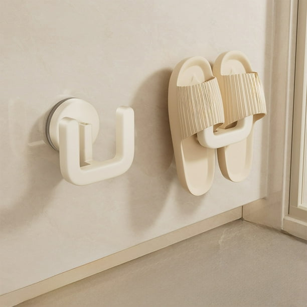 Portazapatillas | Organizador de ventosa montada en la pared | Gancho vertical para zapatillas secas de plástico para ahorro de espacio en el vestíbulo del baño | Blanco Gris | 1 Pack | 8,5x7,5x5cm