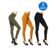 Leggix High Waisted Casual Leggings for Women, One Size, 5-in Black Olive Mustard, Ankle Length