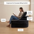 thumbnail image 3 of Oak and Birch 3-in-1 Folding Floor Sofa Bed, Boneless Convertible Couch with Chaise Lounge & Sleeper, High-Density Foam, Plush Velvet Upholstery, No Assembly, Black, 3 of 11