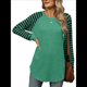 thumbnail image 1 of Blusas Tipo Túnica A Rayas para Mujer, Camisas Casuales de Larga, Jersey de Cuello Redondo. Verde XXL, 1 of 9