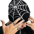 thumbnail image 2 of Vorkoi Women Beanie Winter Warm Beanies Men Casual Skullies Outdoor Y2K Gothic Spider Pattern Wool Acrylic Knitted Hat, 2 of 5