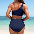 thumbnail image 5 of One Piece Swimsuit For Women One Shoulder High Waist Bikini Set Slimming Full Coverage Quick Dry Bathing Suit (XL, Navy), 5 of 6