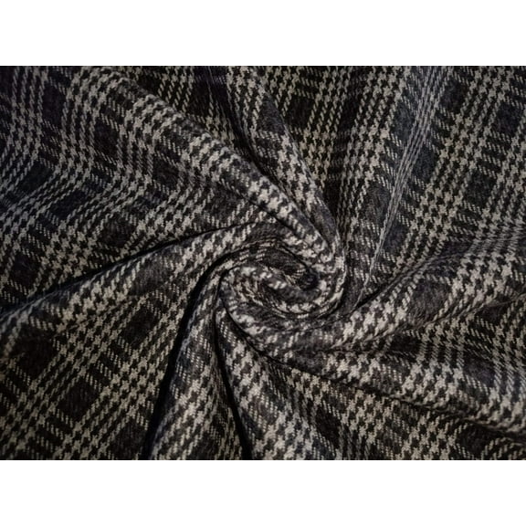 Tweed Suiting Heavy weight premium Fabric black and grey Plaids 58" wide [12983]