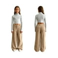 thumbnail image 5 of Corduroy Pants Girls Baggy Button High Waisted Wide Leg Lounge Pants Fall Casual Work Trousers with Pockets Khaki XL, 5 of 7