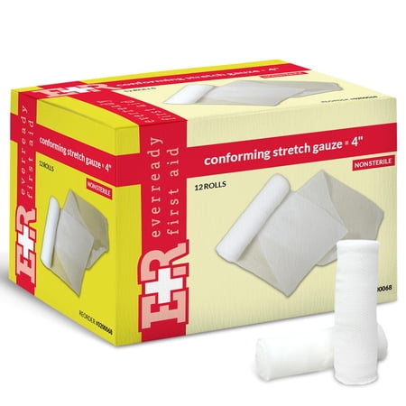 Ever Ready First Aid Conforming Gauze Roll Bandage Non Sterile Box of 12-4 inch