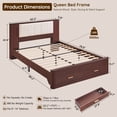 thumbnail image 2 of Aitjunz Modern Queen Size Bed Frame with Upholstered Headboard and Charging Station, 2 Storage Drawers, Fluted Wood Platform Bed Frame, No Box Spring Needed, Dark Gray, 2 of 7